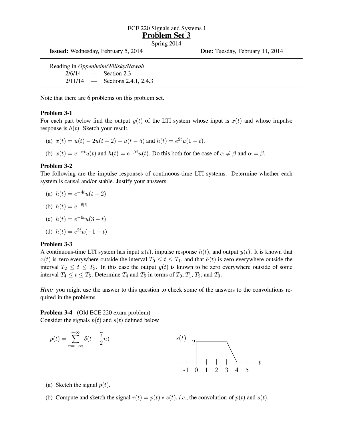 Problem Set 03 14 Signals And Systems I George Mason Studocu
