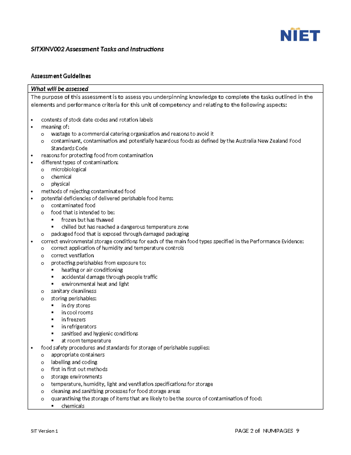 Sitxinv 002 Assessment - SITXINV002 Assessment Tasks and Instructions ...