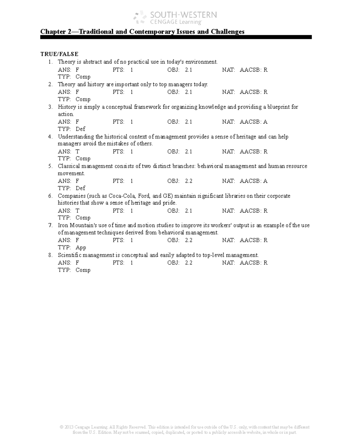 Chapter 2 - test bank - Chapter 2—Traditional and Contemporary Issues ...