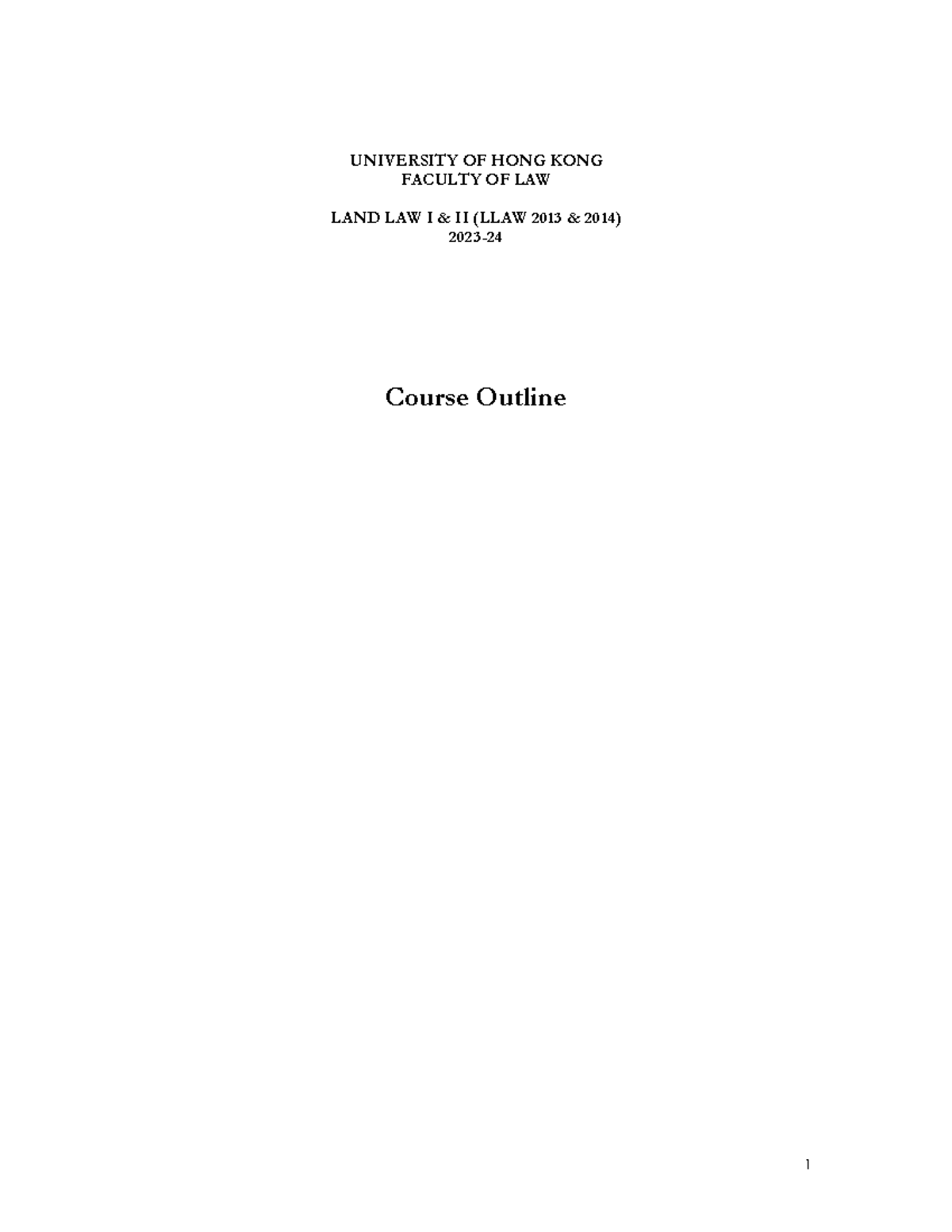 3 - 2023-24 Land Course Outline (LLAW) - UNIVERSITY OF HONG KONG ...