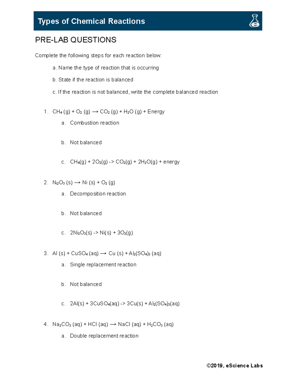 Module 9 PostLab Workbook Chemical Reactions Hyoseon Choi PRELAB