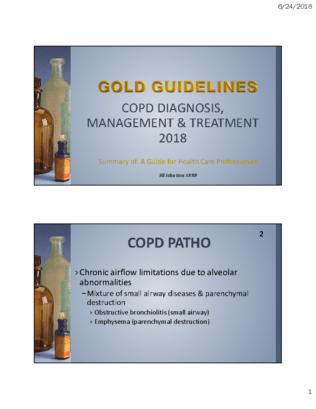 COPD GOLD Guide - Lecture notes copd management - COPD DIAGNOSIS ...