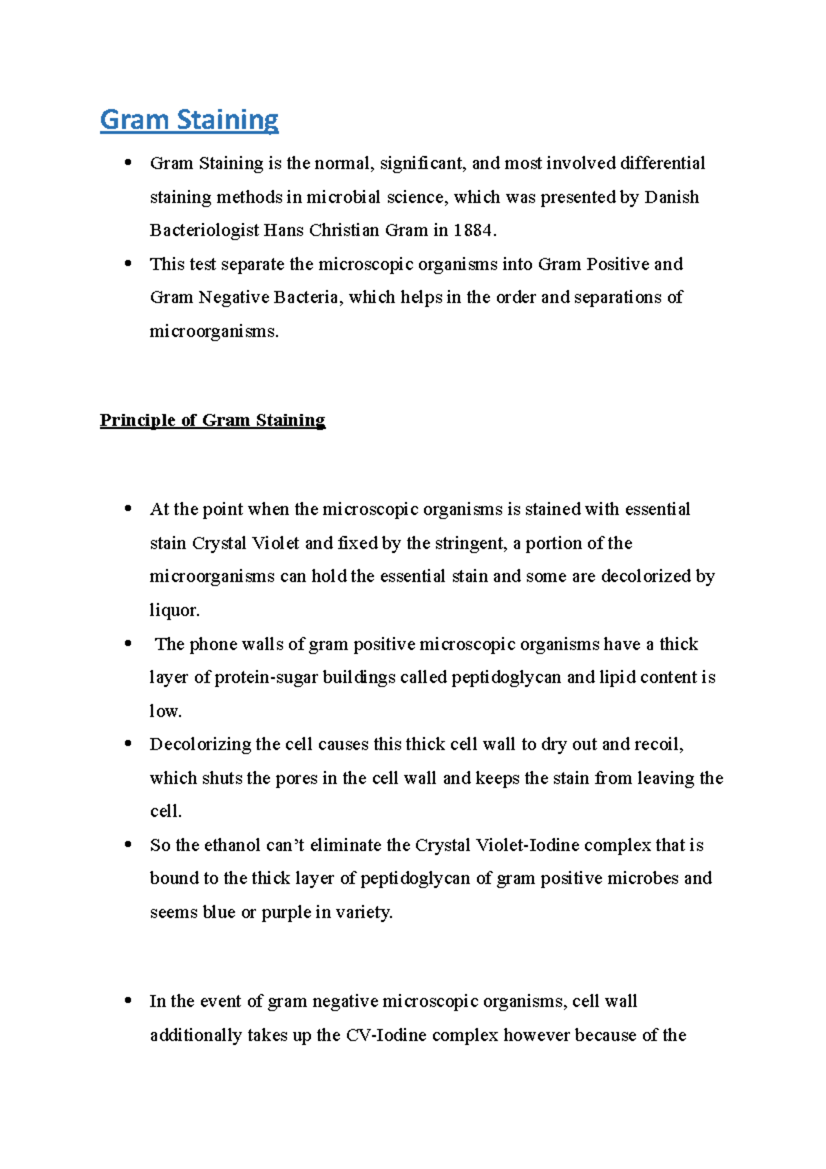 Gram staining - It is useful lecture notes - Gram Staining Gram ...