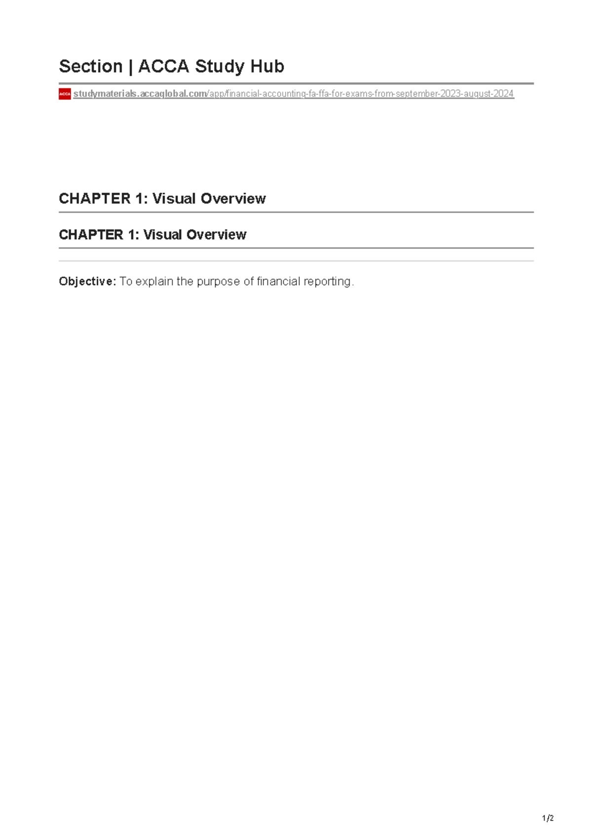 Chapter 1. Financial Reporting and The Financial Statements - Section ...