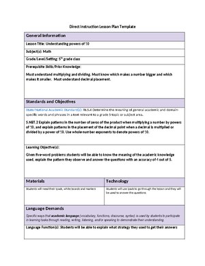 DR - Assignment 1 - Direct Instruc,on Lesson Plan Template General ...