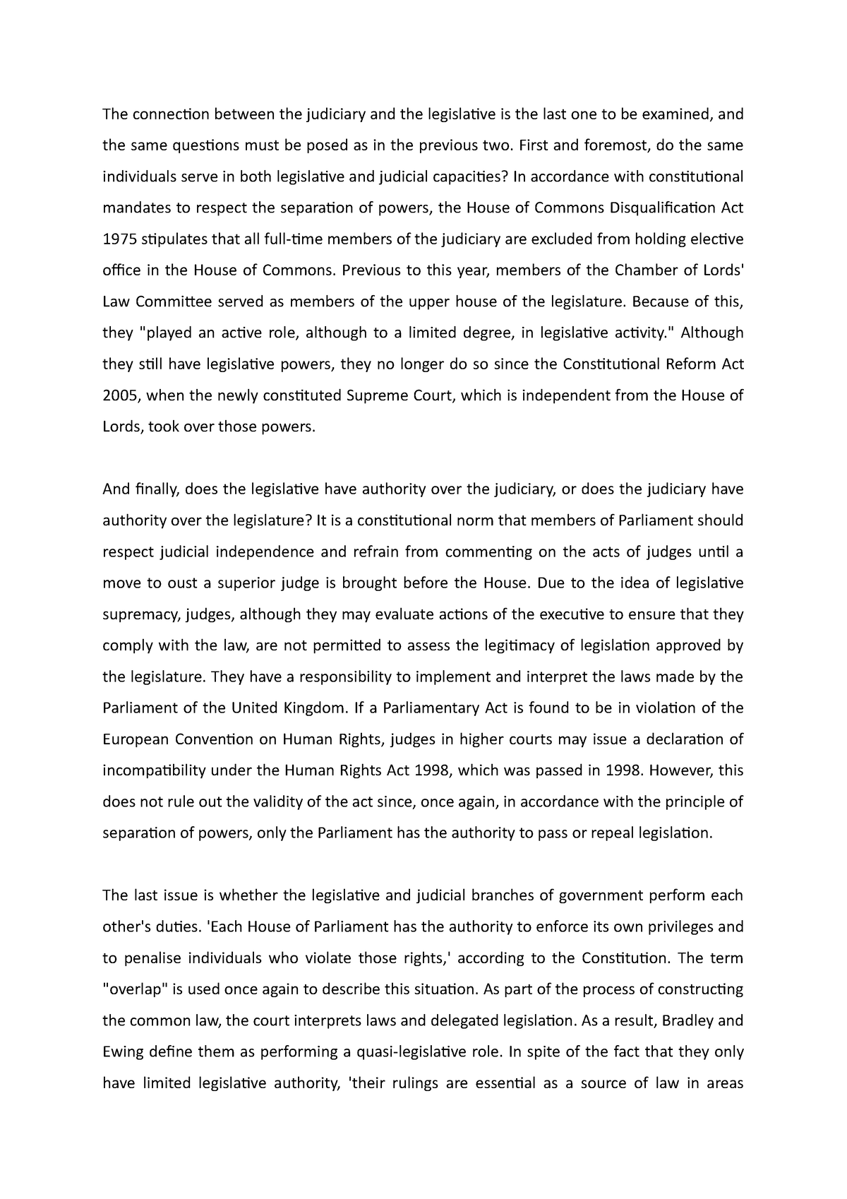 separation of powers essay studocu