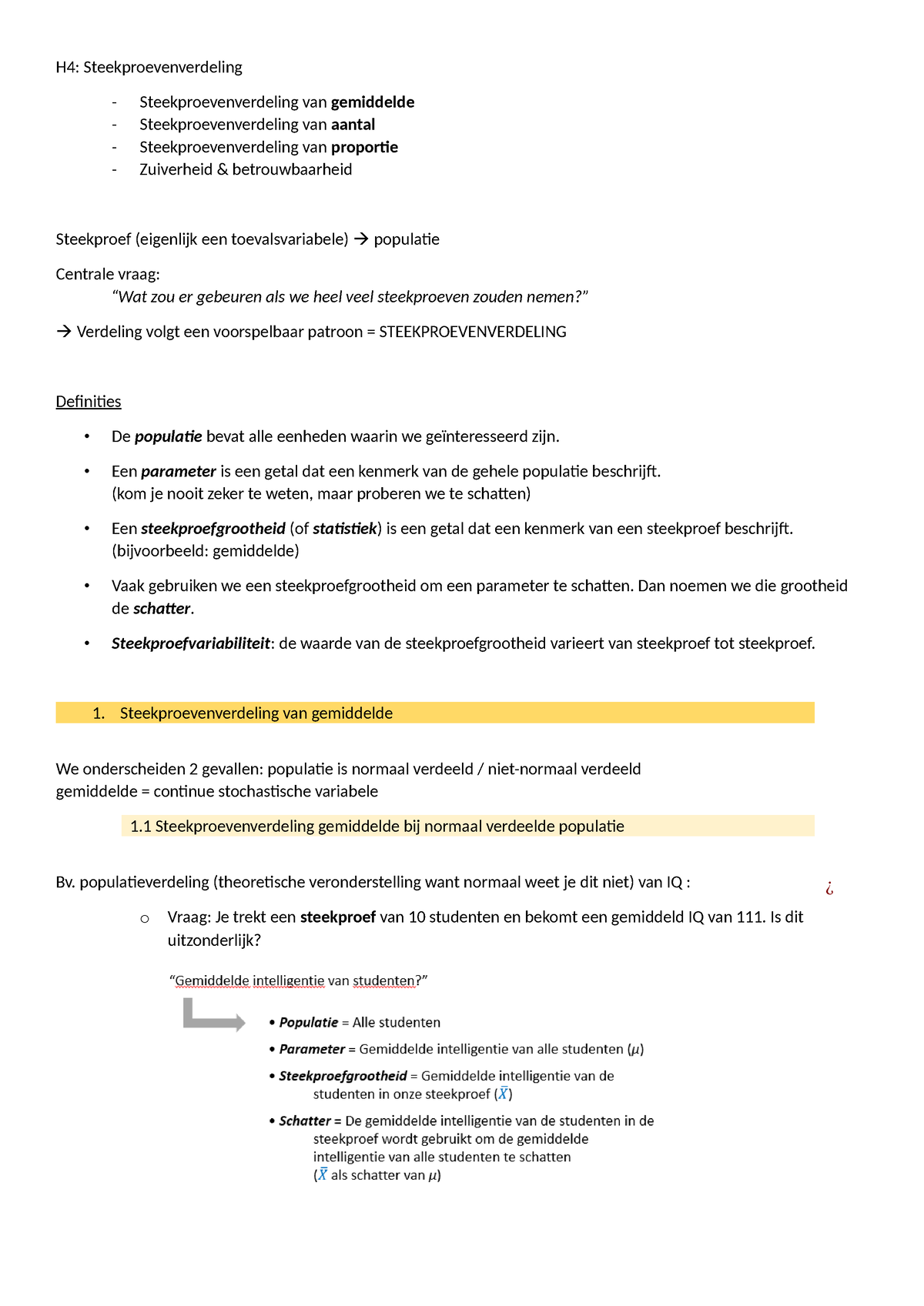 H4 Samenvatting - Powerpoint + Lesnota - H4: Steekproevenverdeling ...