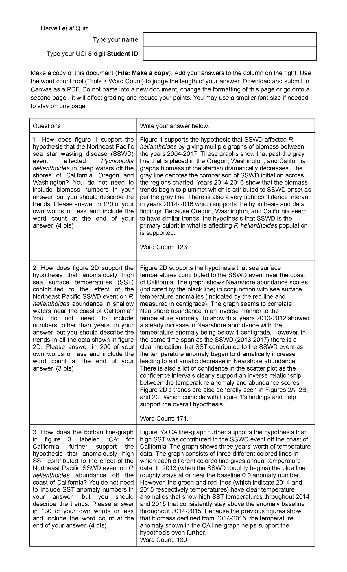 Harvell et al practice Quiz - Harvell et al Quiz Type your name : Type ...