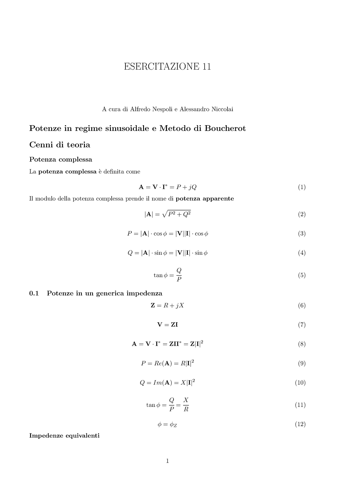 ES11 - Potenze In Regime Sinusoidale E Metodo Di Boucherot ...