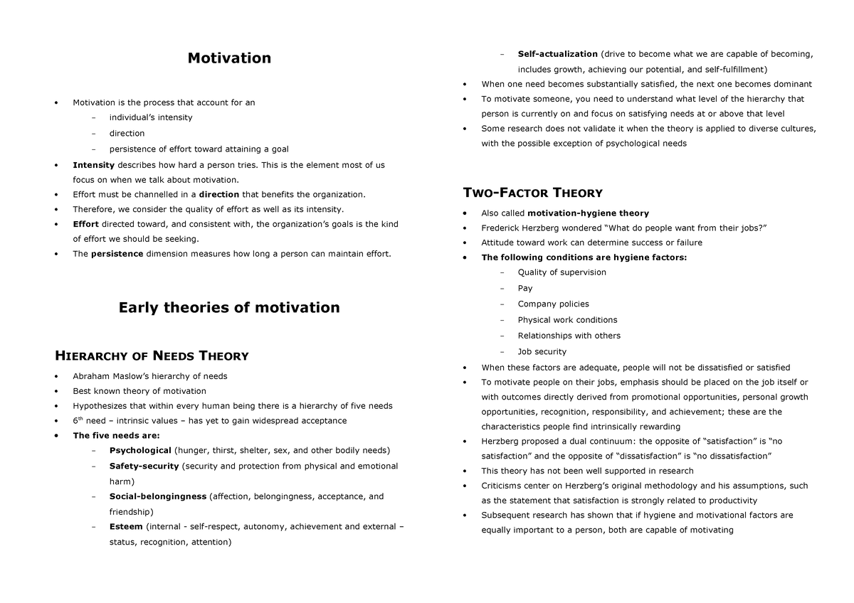 Motivation - Chapter 7 - Essentials Of Organizational Behavior ...