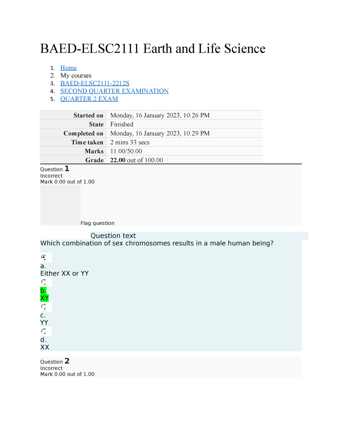 ELSC2111 2ND Quarter EXAM - BAED-ELSC2111 Earth And Life Science Home ...