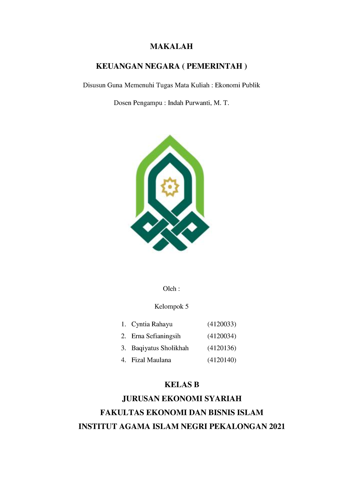 Klompok 5 Ekonomi Publik - MAKALAH KEUANGAN NEGARA ( PEMERINTAH ...