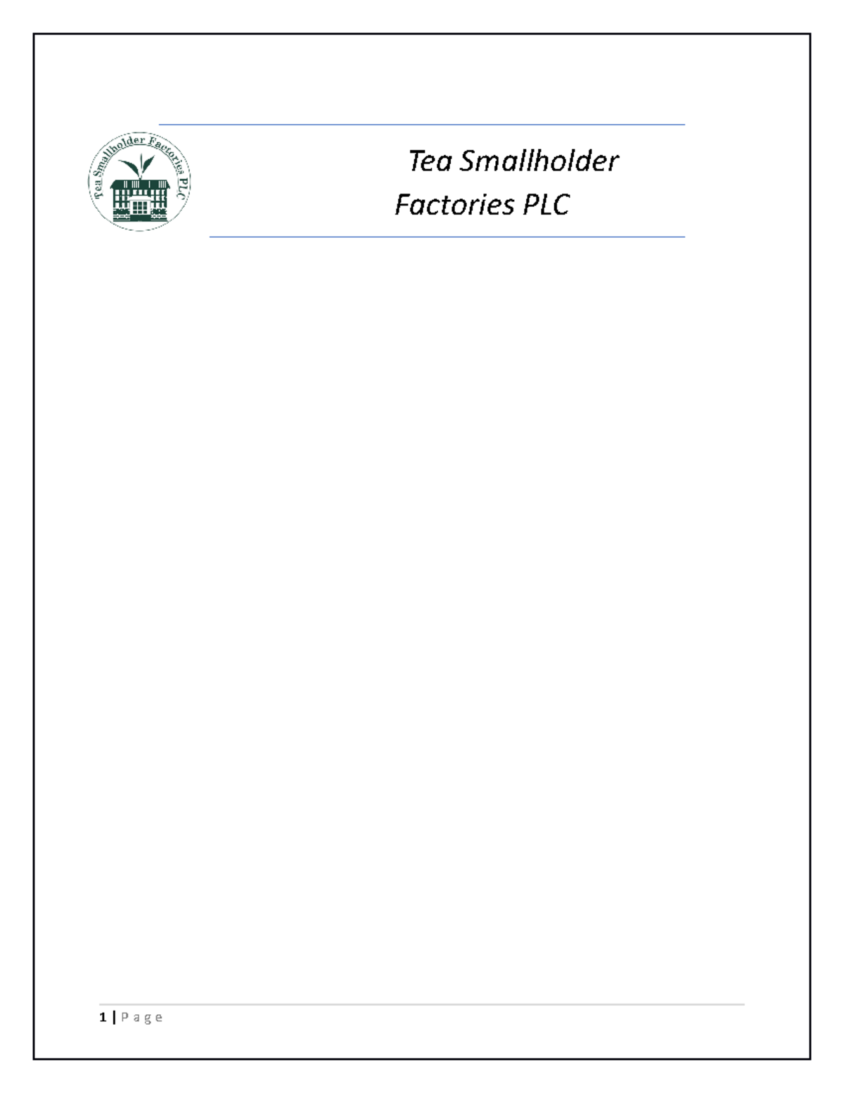 Tea small holder PLC Tea Smallholder Factories PLC Contents Executive Studocu