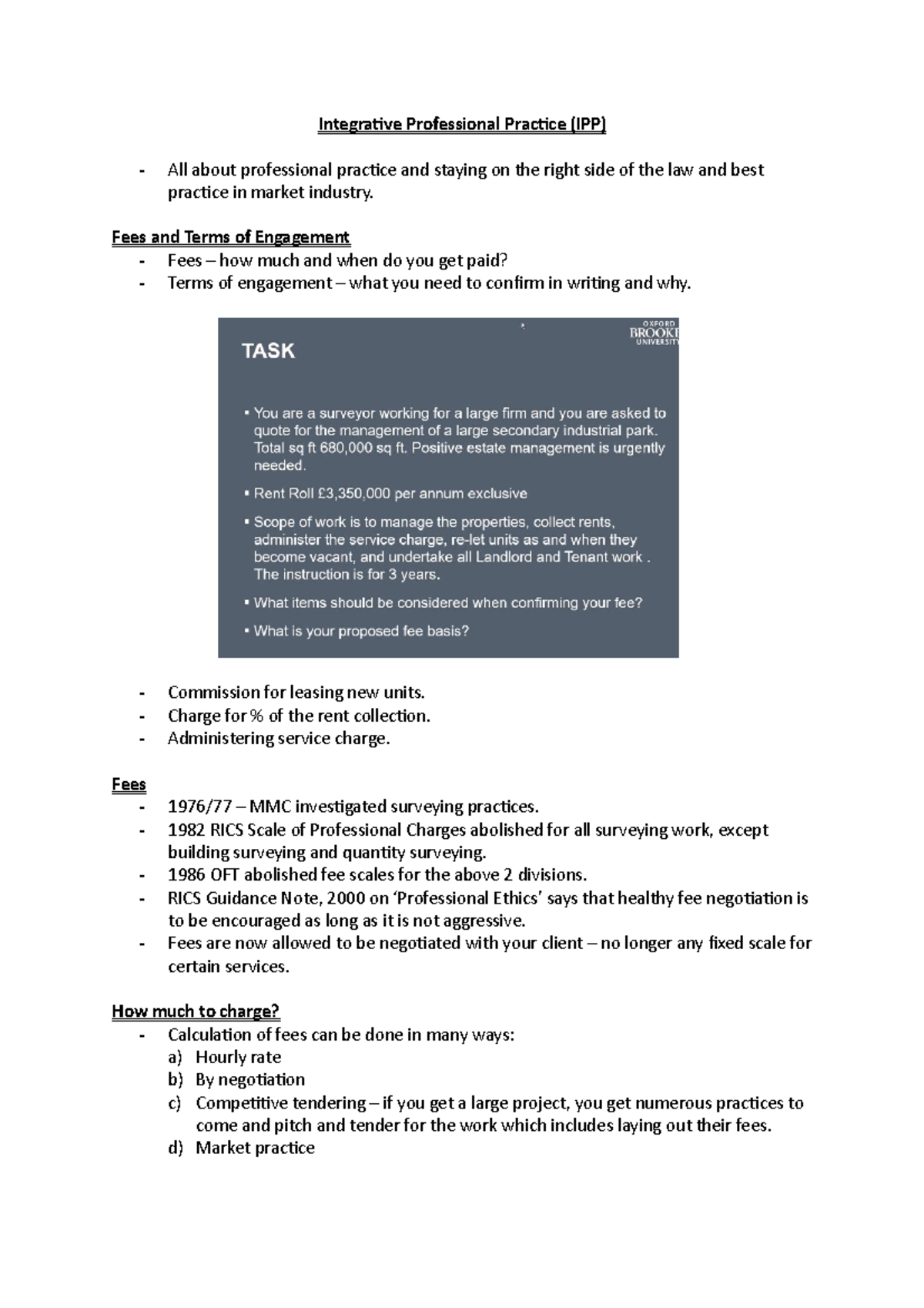Integrative Professional Practice - Fees and Terms of Engagement - Fees ...