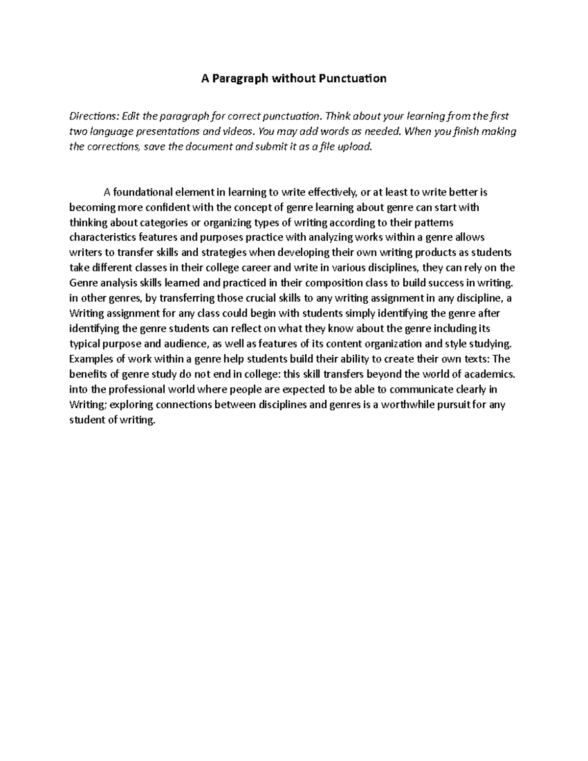 Paragraphs With No Punctuation