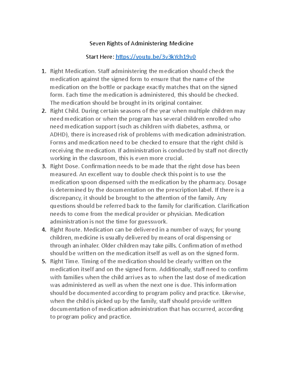 Seven Rights of Administering Medicine - Staff administering the ...