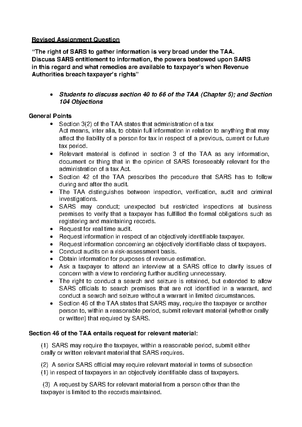 Revised Assign 2Memo 2017 - Revised Assignment Question “The right of ...