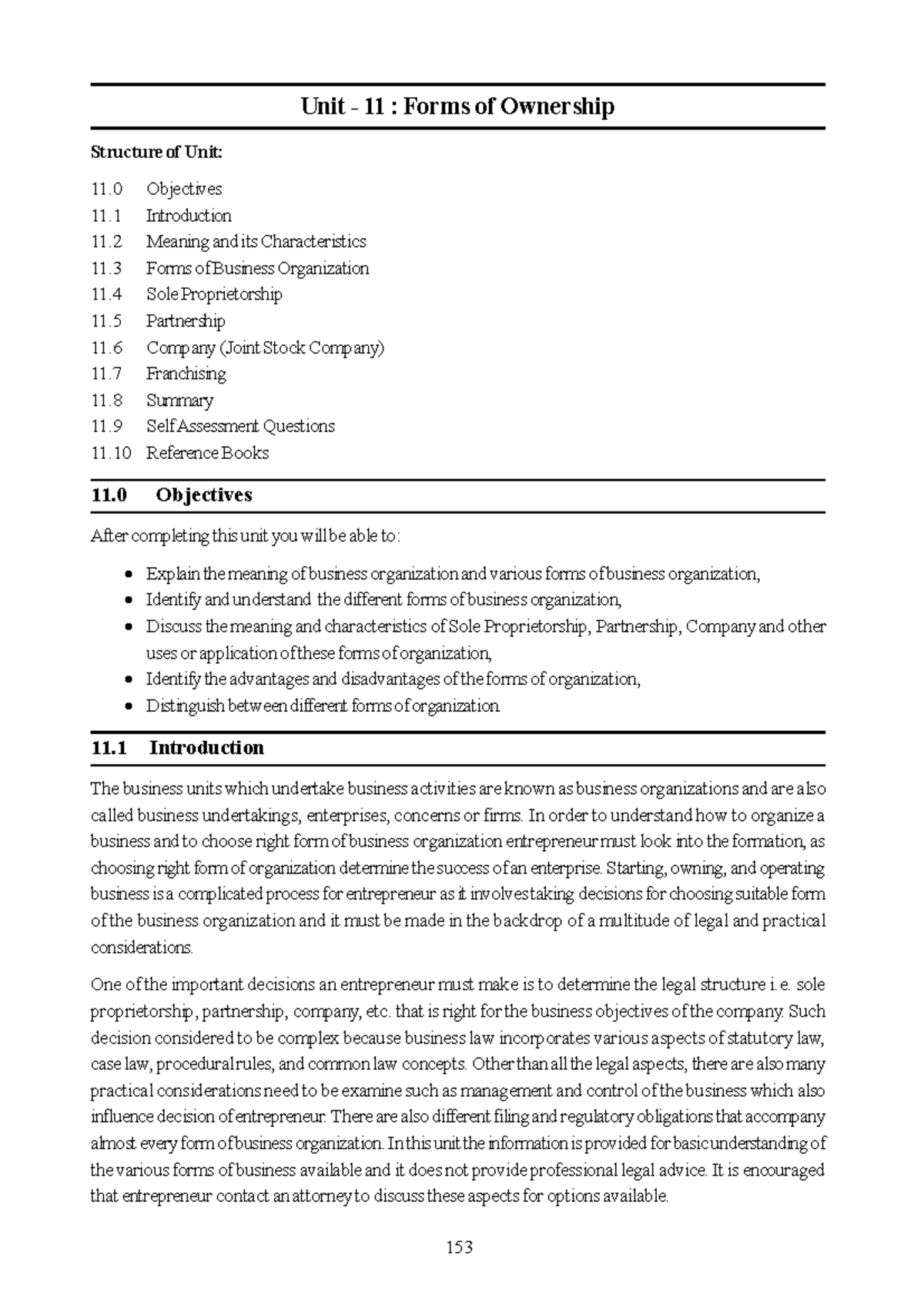 Forms of Ownership lecture notes Unit 11 Forms of Ownership