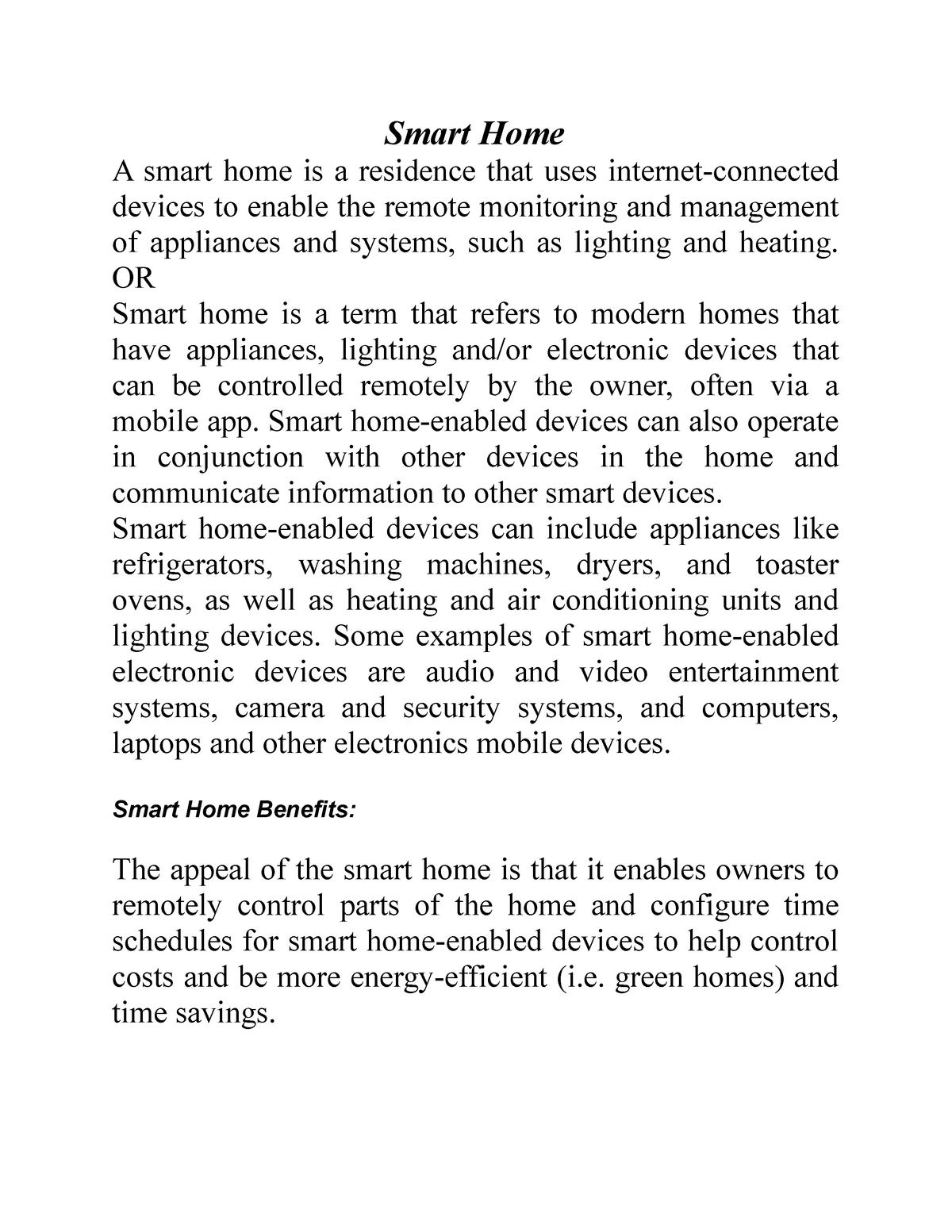 essay about smart home