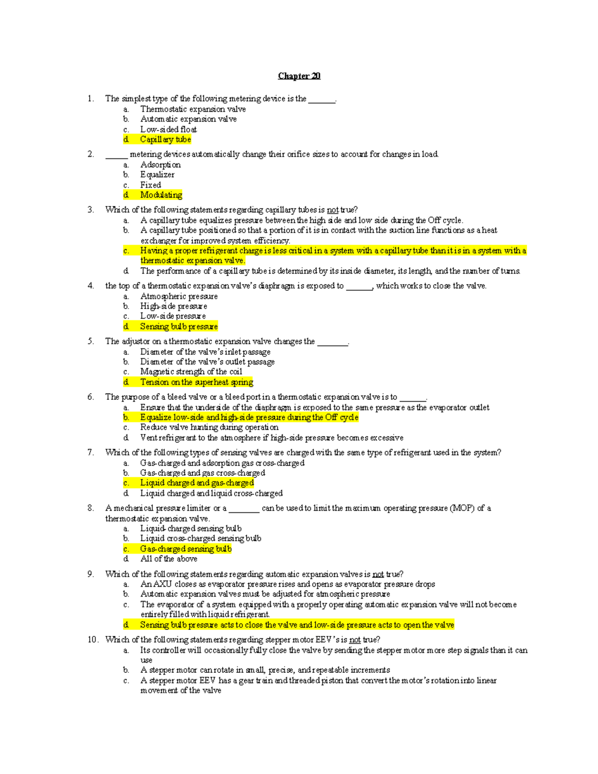 Modern Refrigeration&Air Chapter 20 Review Chapter 20 The simplest