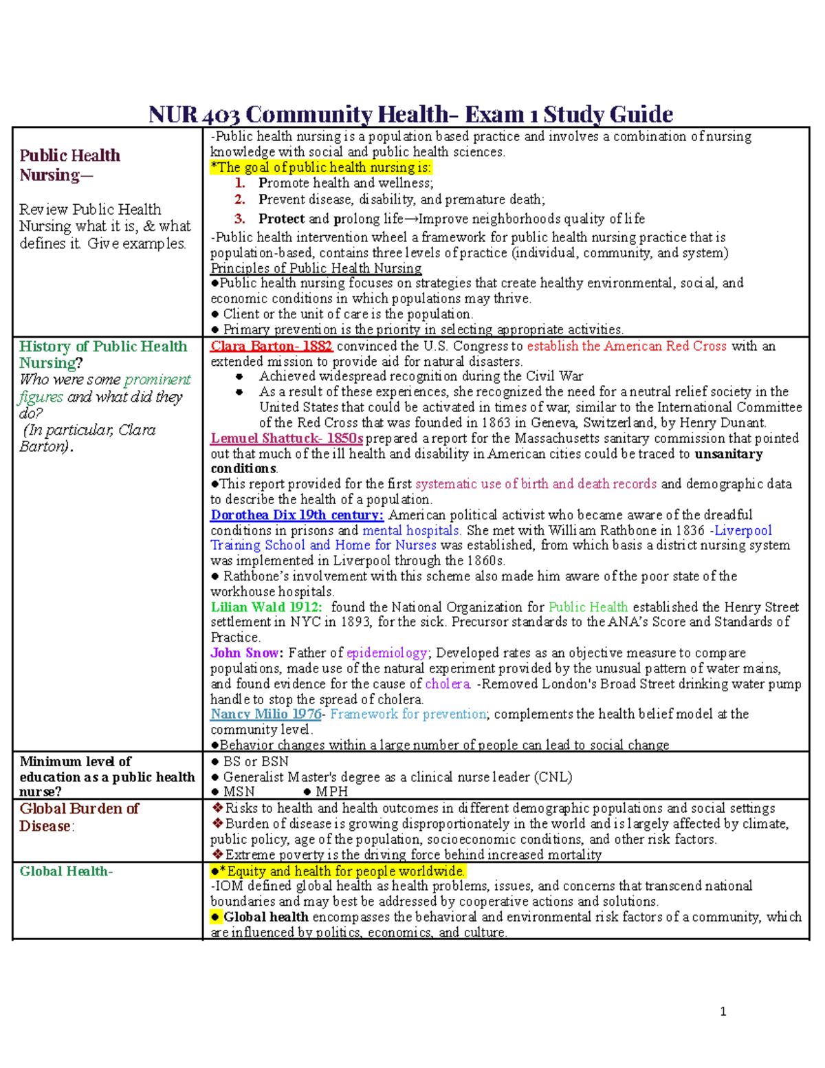 Community Health Exam 1 - Give Examples. -Public Health Nursing Is A ...