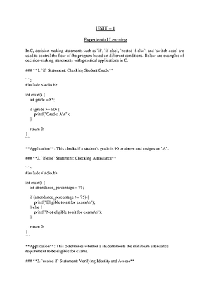 UNIT - 1 Application - Unit 2 - UNIT – 1 APPLICATION Case study develop ...