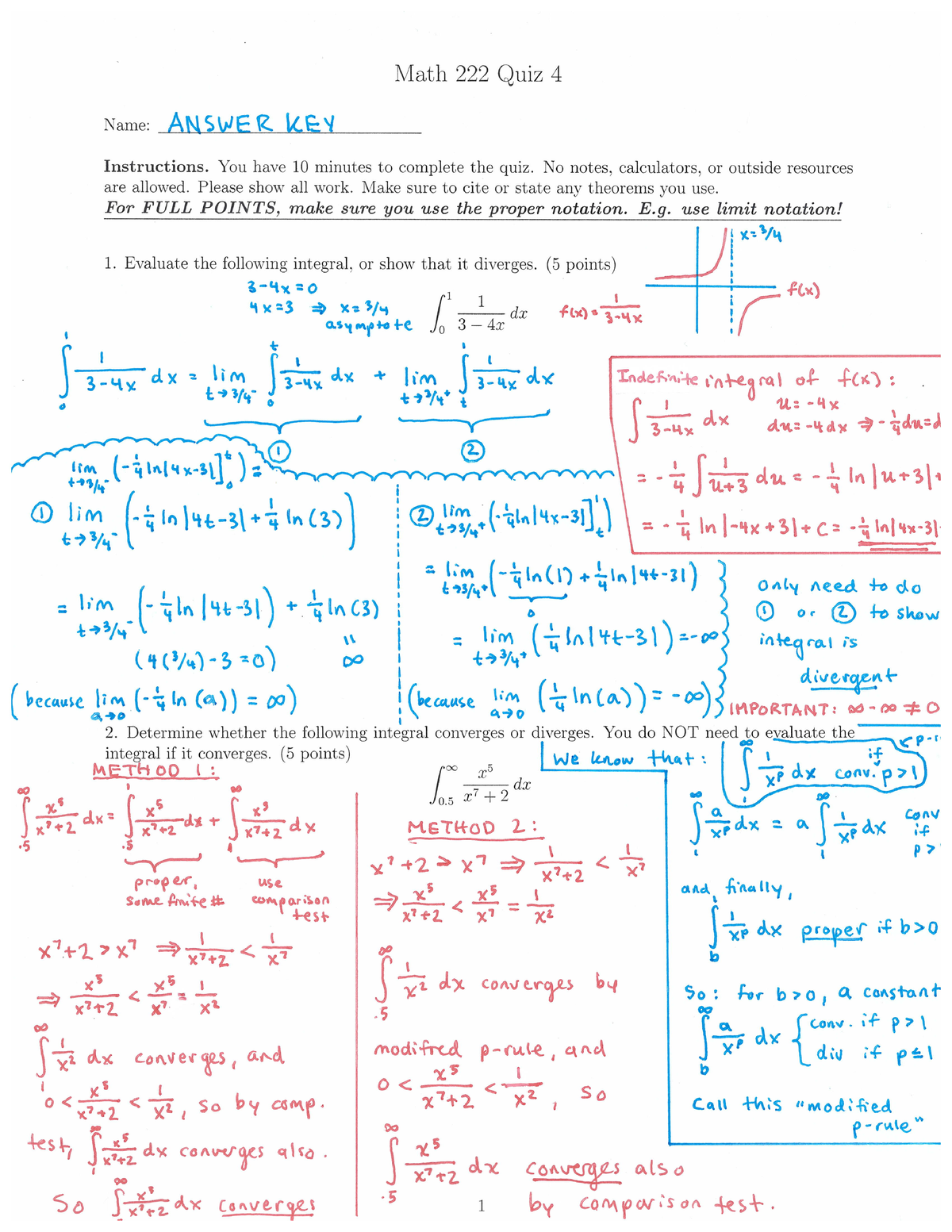 Quiz 4 Answer Key - weekly discussion quiz 4 solved - Math Quiz 4 Name ...