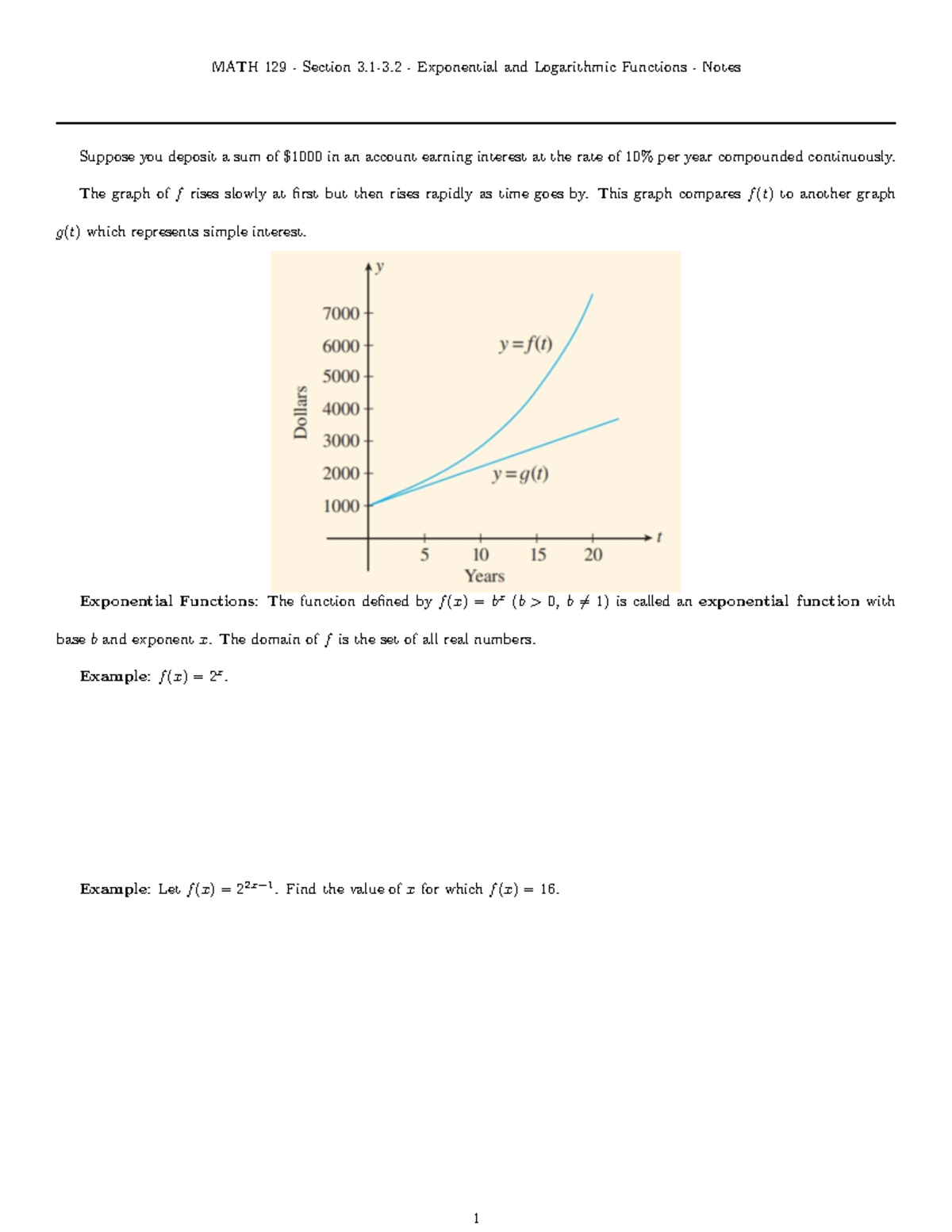 MATH129 Fall2022Sections 3 - MATH 129 - Section 3.1-3 - Exponential and ...