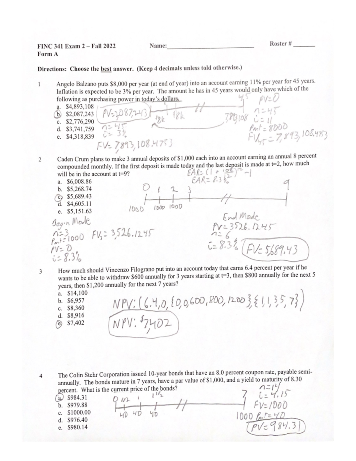 F22 Exam #2A Solved - FINC 341 - Studocu