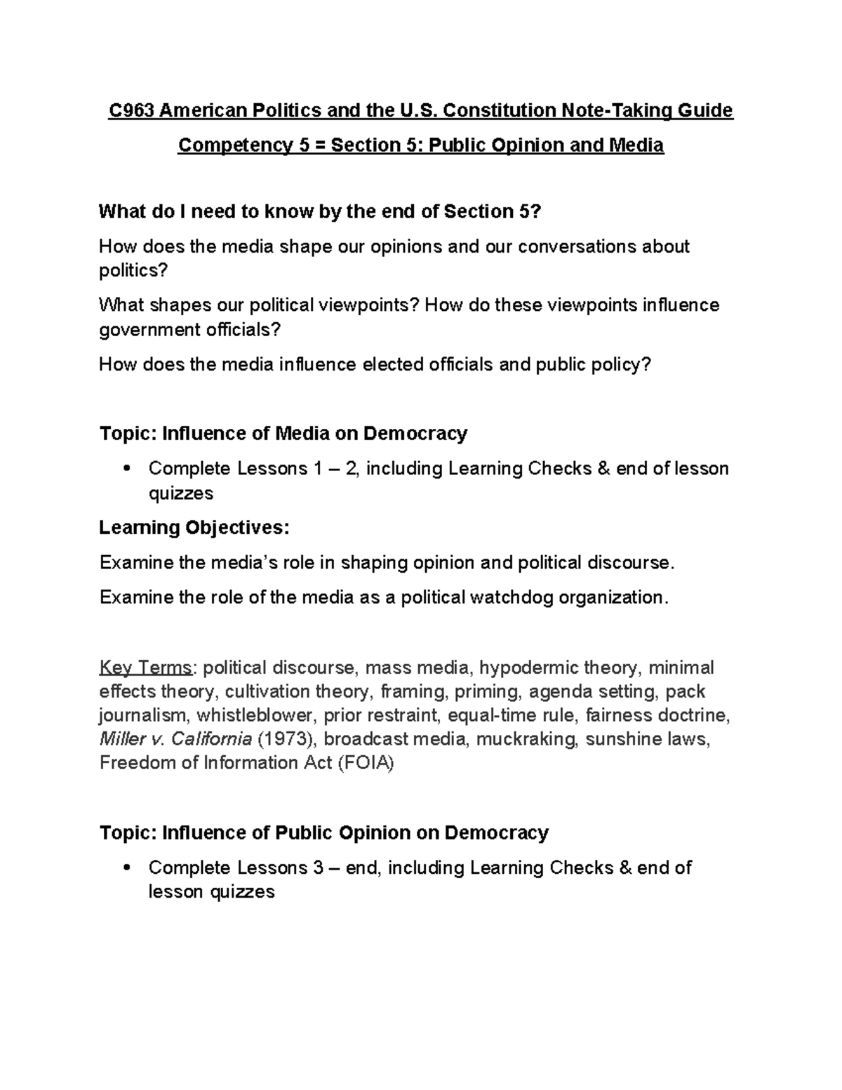 C963 Section 5 Note Taking Guide - C963 American Politics And The U ...