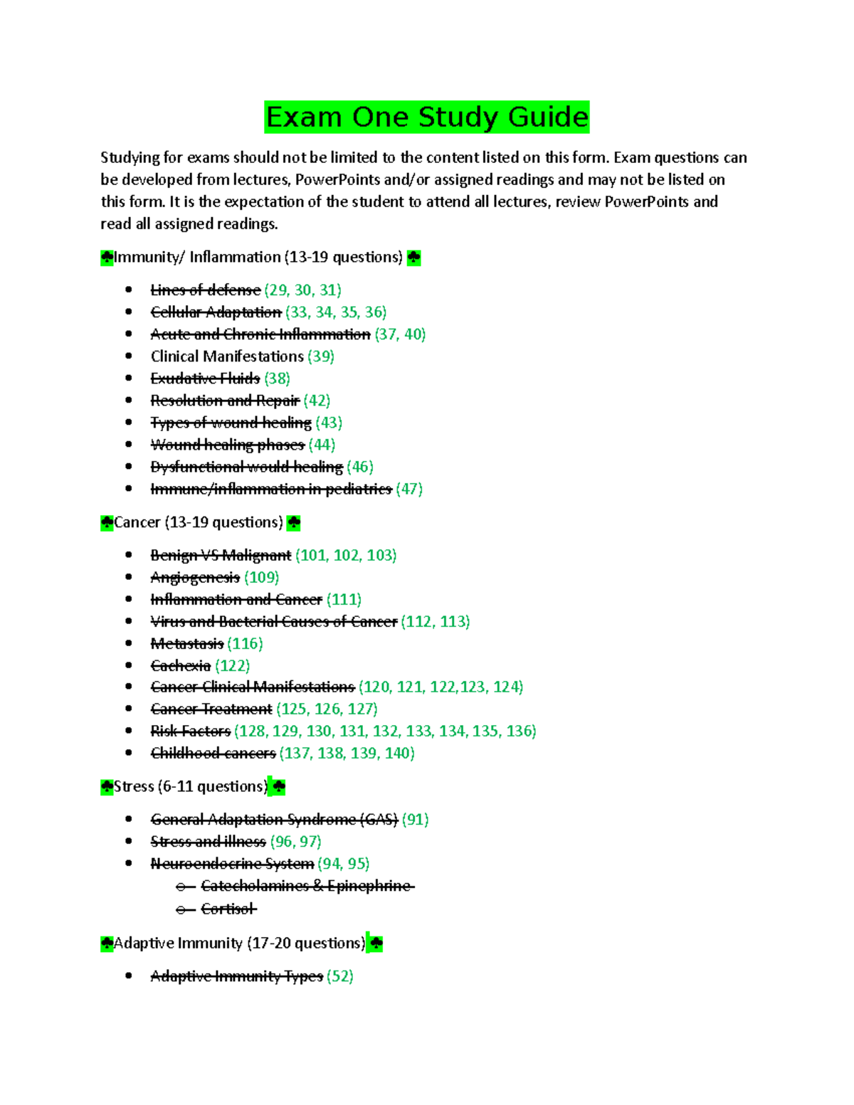 Outline for Exam 1 - ouline exam 1 - Exam One Study Guide Studying for ...