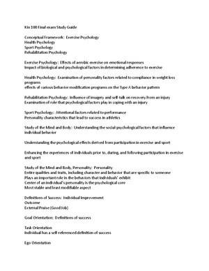 Kin 100 final Study Guide - Kin 100 final Study Guide What energy ...