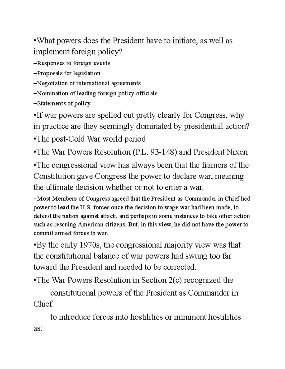 Executive Branch 17 What powers does the President have to initiate