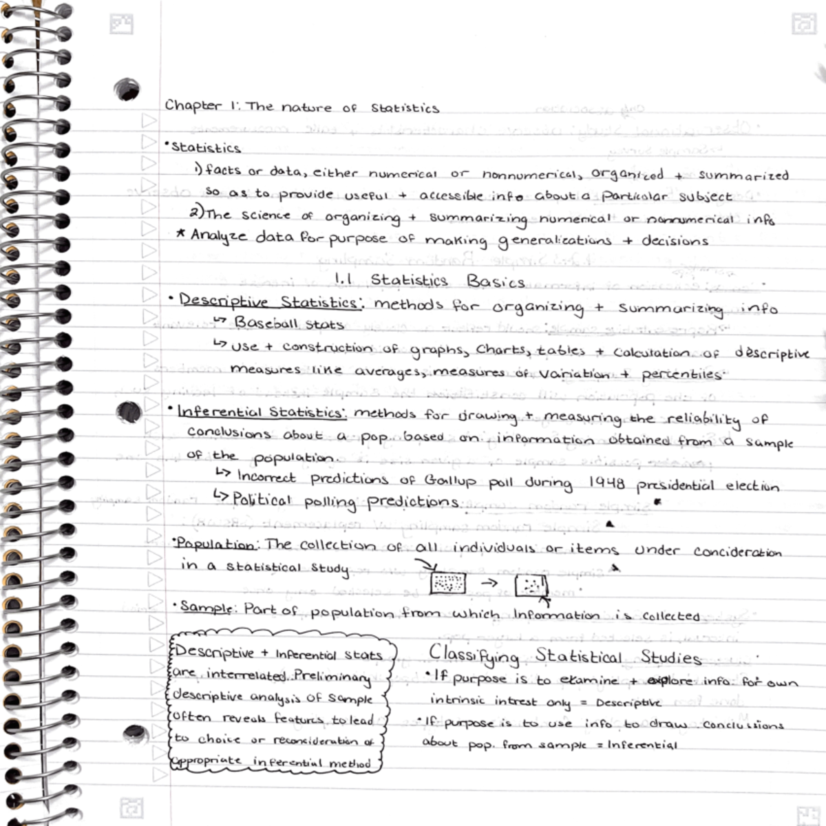 Stats chapter 1 notes - STAT 1000Q - Studocu