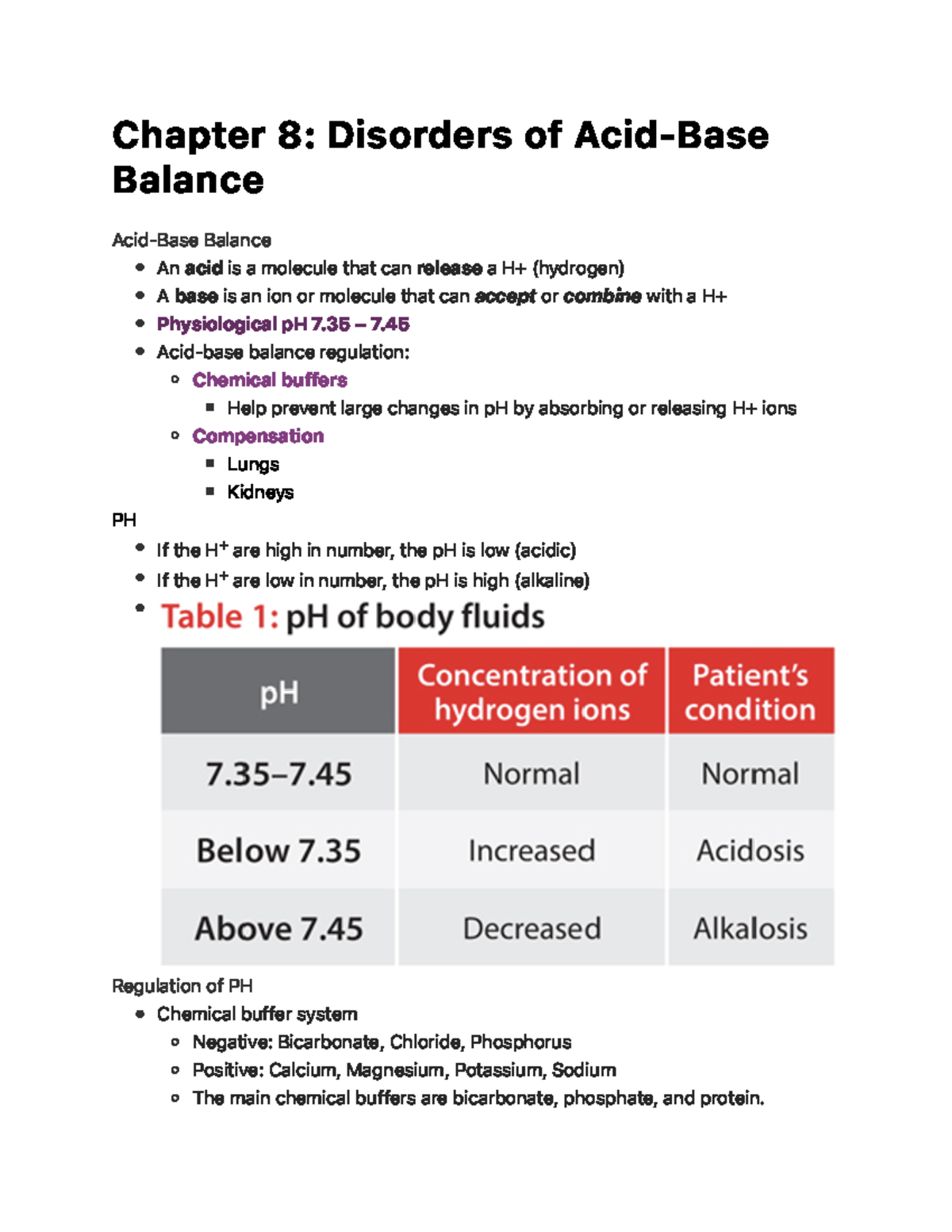 Chapter 8 Disorders of Acid-Base Balance - C h a p te r 8 : D i s o rd ...