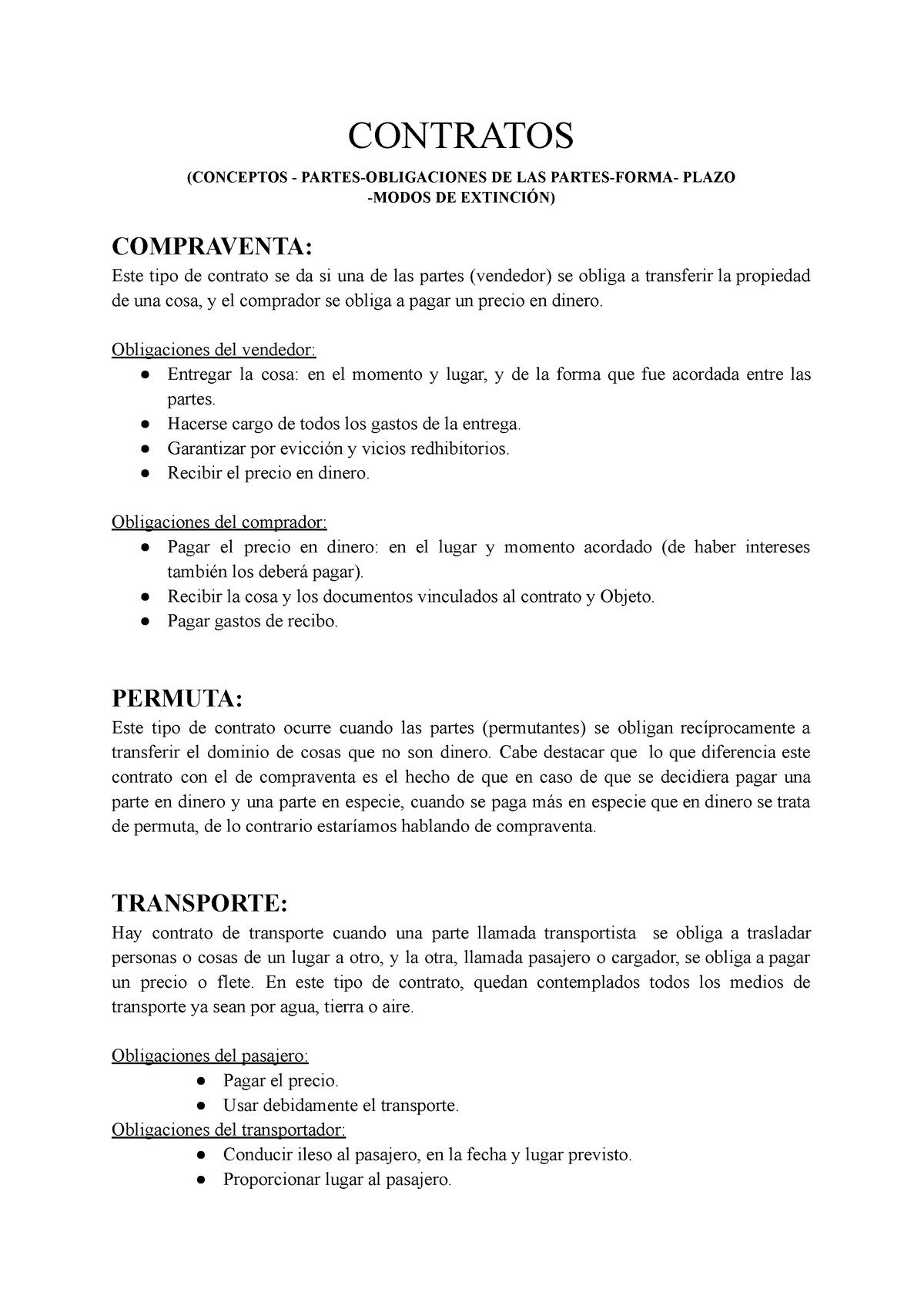 Obligaciones Y Contratos Segundo Parcial - CONTRATOS (CONCEPTOS ...