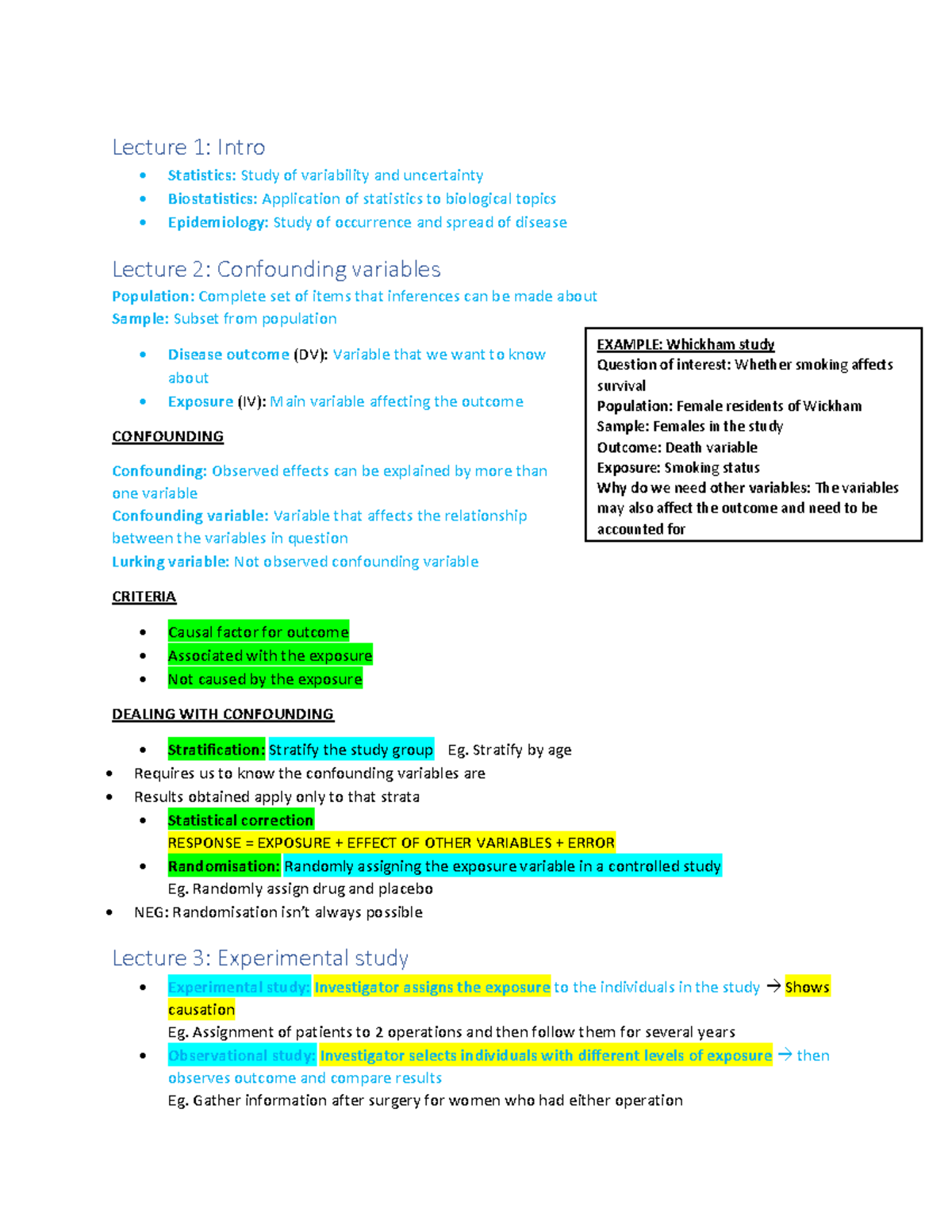 MAST10011 notes - Lecture 1: Intro Statistics: Study of variability and ...