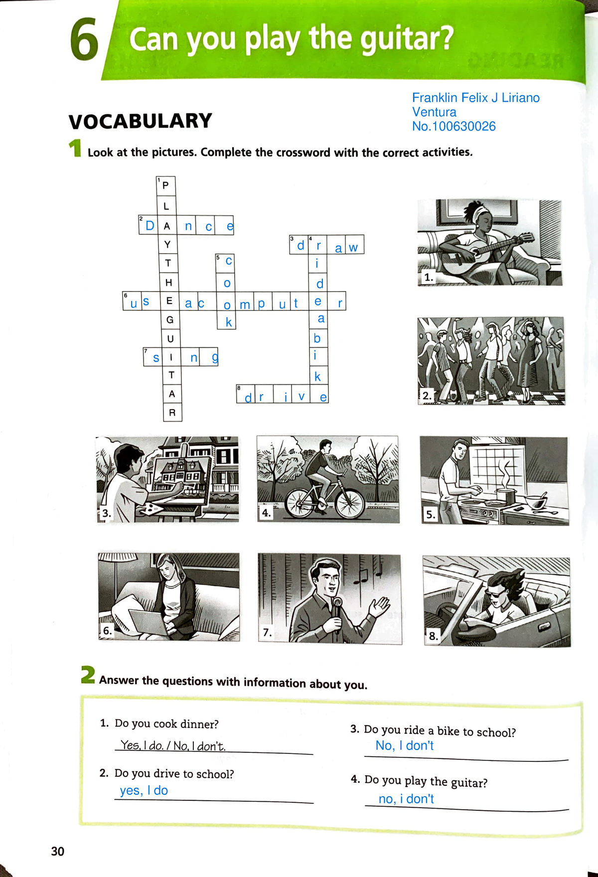 Homework Unit 6 - Tarea De La Unidad 6 - 30 6 VOCABULARY 1 Look At The ...