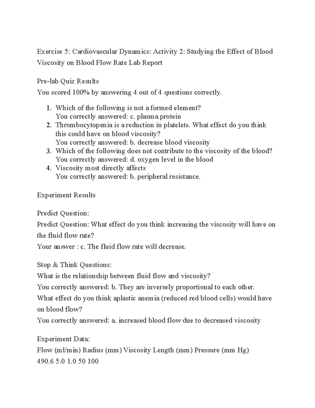 assignment 2 week 5 cardiovascular activity