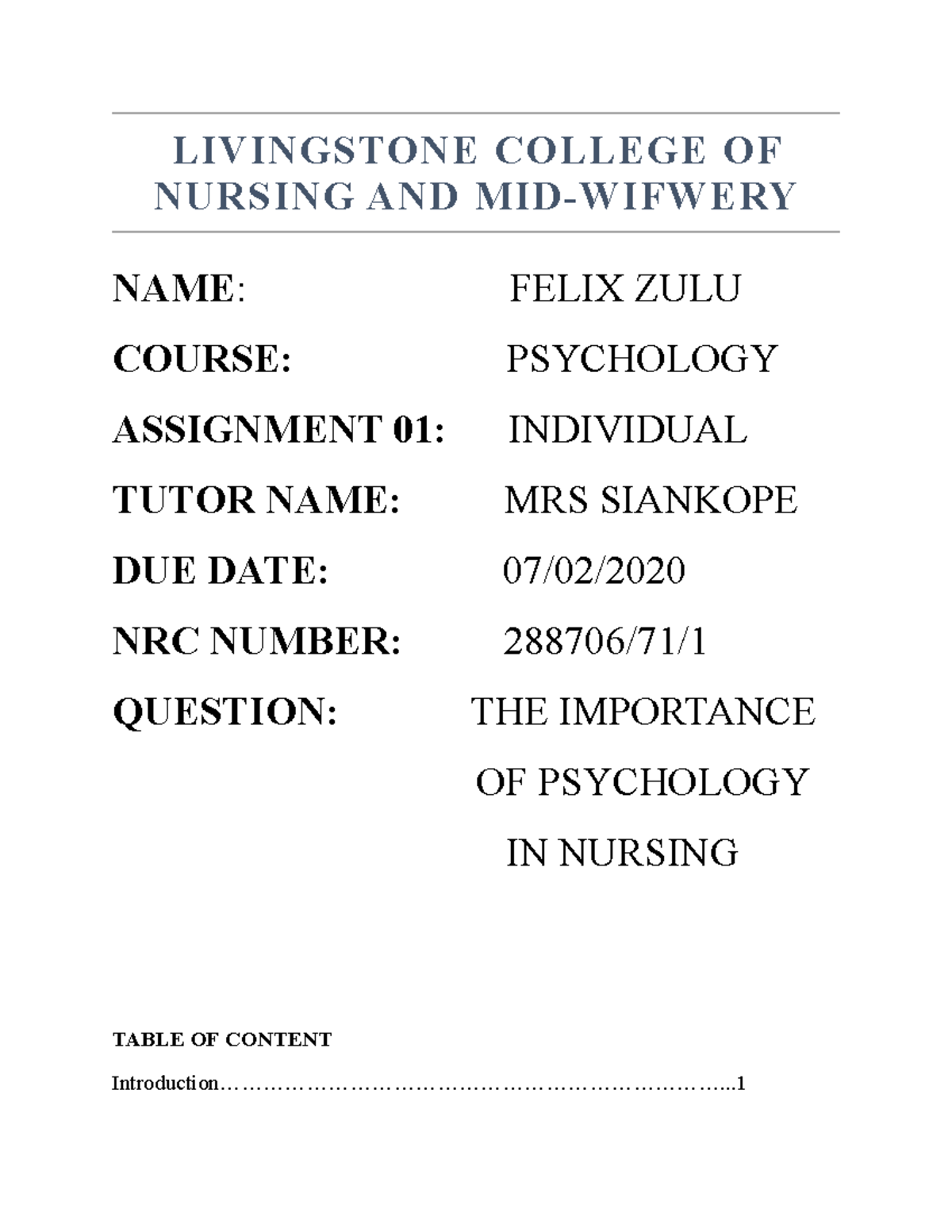 assignment-importance-of-psychology-in-nursing-livingstone-college