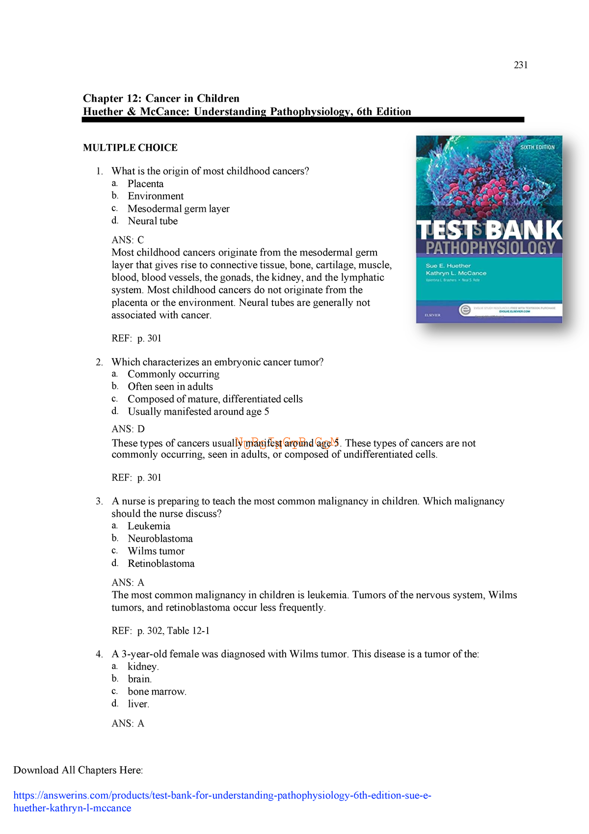 Test Bank For Understanding Pathophysiology 6th Edition - Download All ...