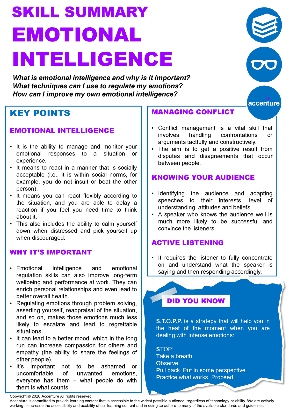 EI1 Skills Summary Emotional Intelligence - saying and then responding ...