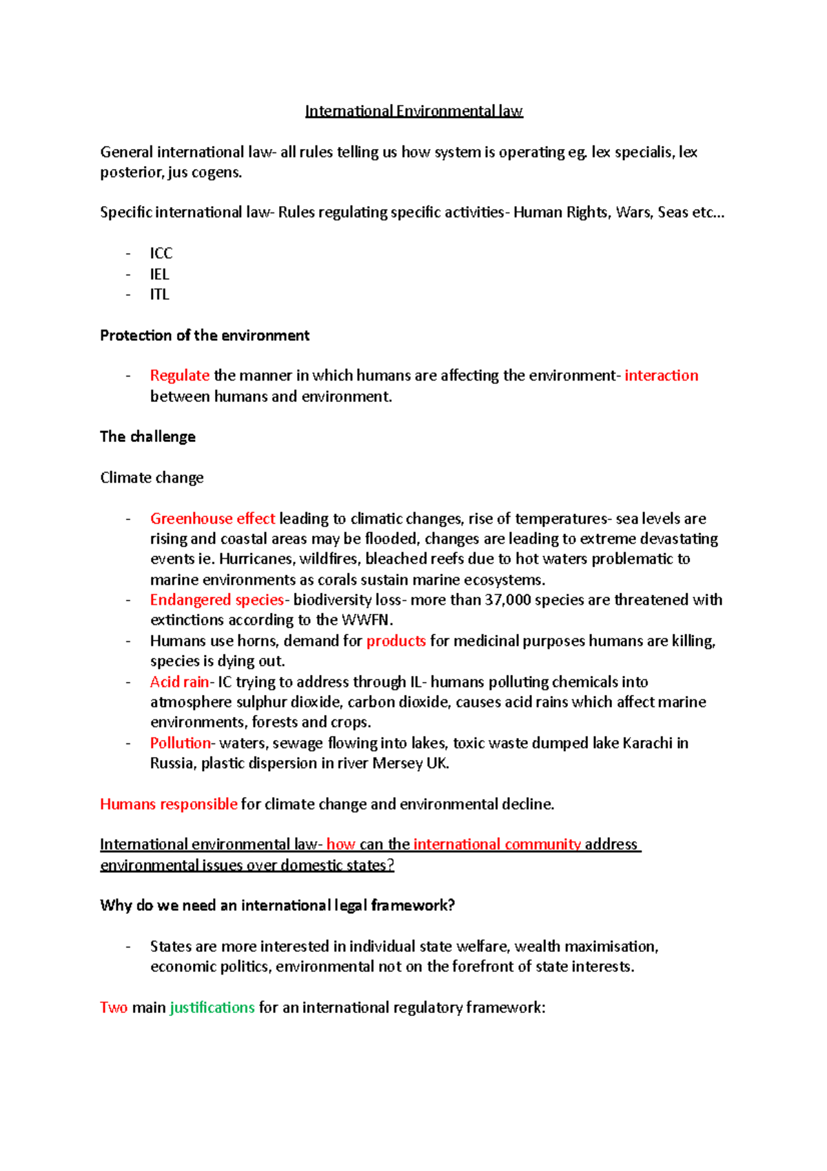 International Environmental Law International Environmental Law 