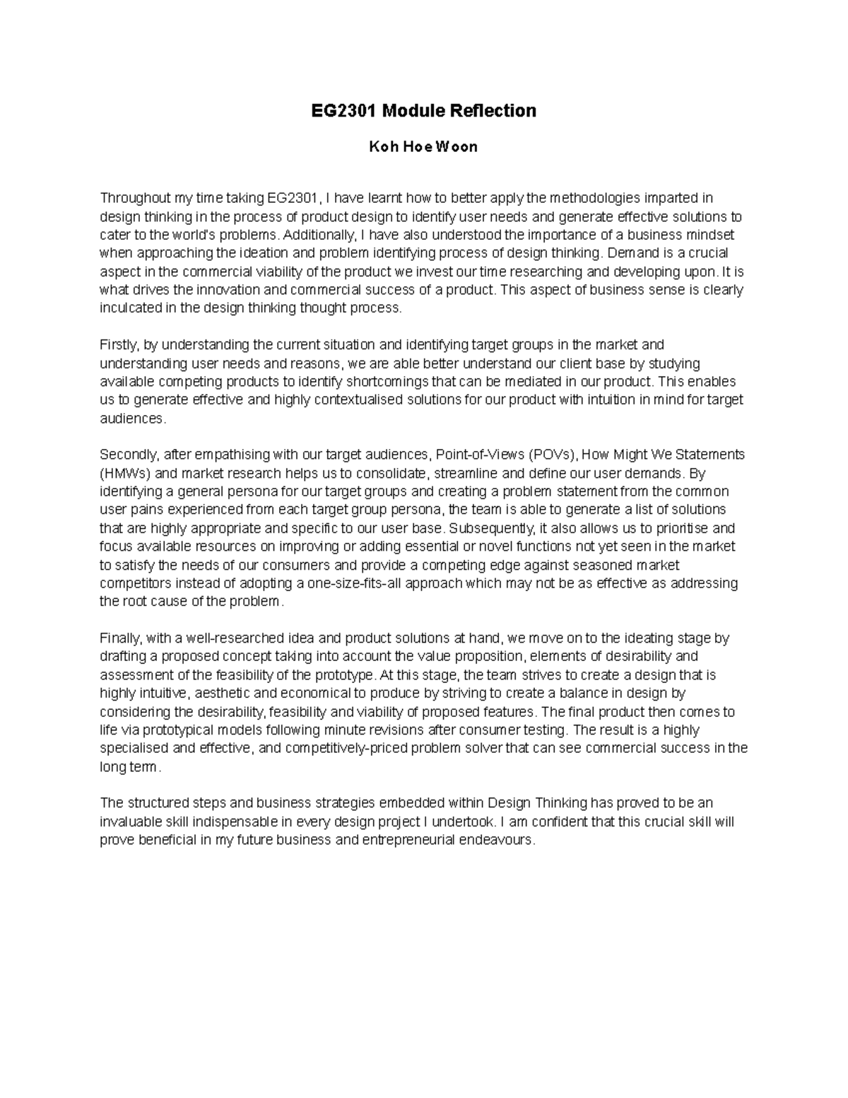 Module Reflection for EG2301 - EG2301 Module Reflection Koh Hoe Woon ...