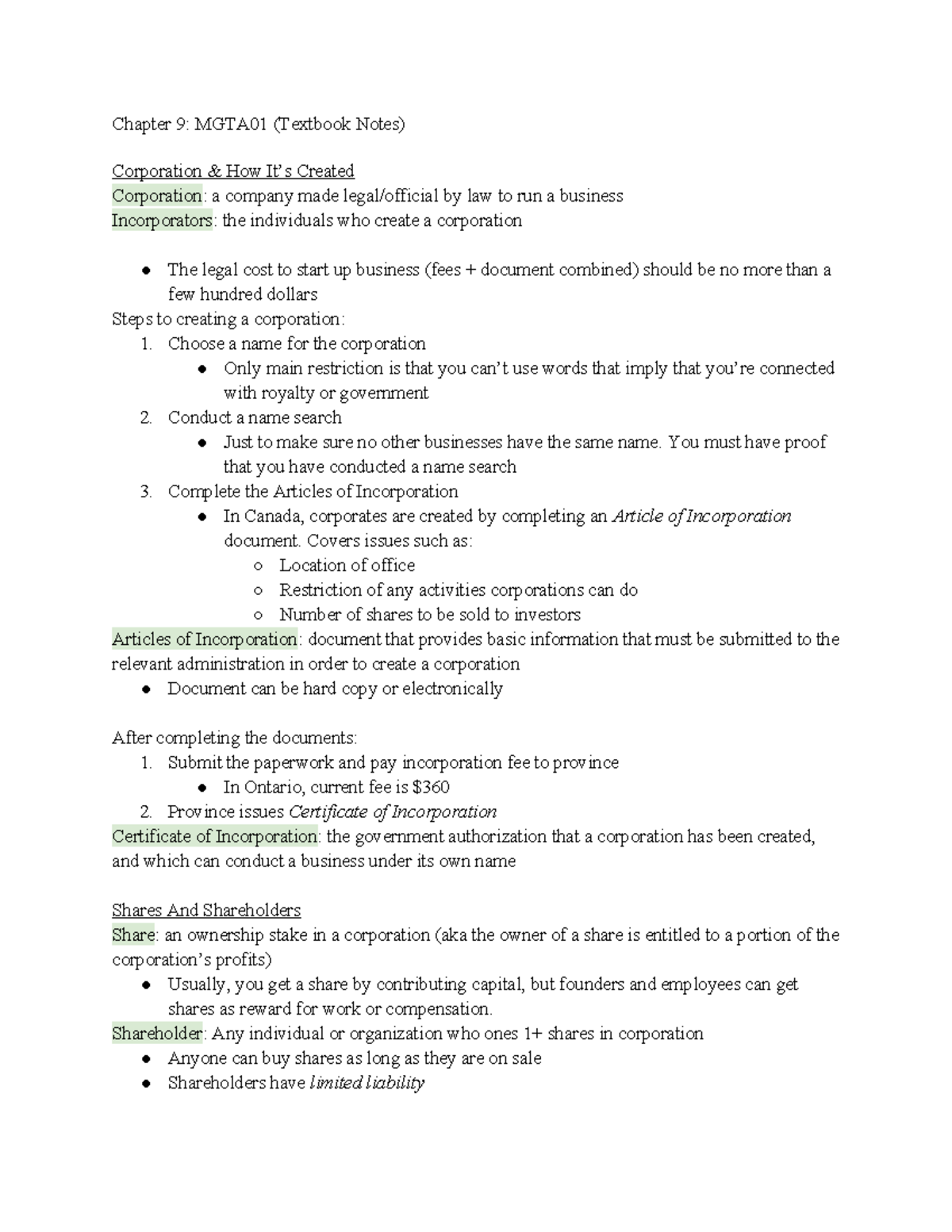 Chapter 9 MGTA01 (Textbook Notes) - Chapter 9: MGTA01 (Textbook Notes ...