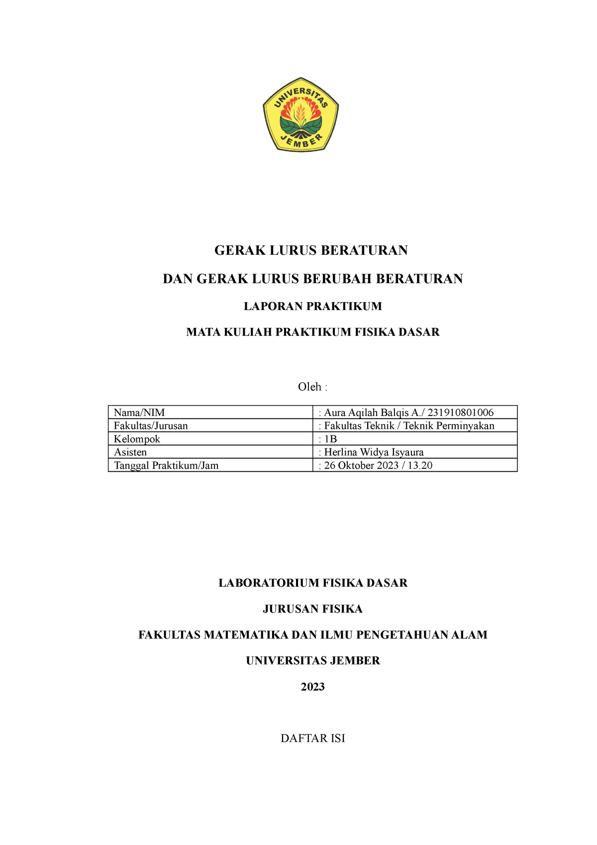 Laprak 5 (GLB & GLBB) - GERAK LURUS BERATURAN DAN GERAK LURUS BERUBAH ...