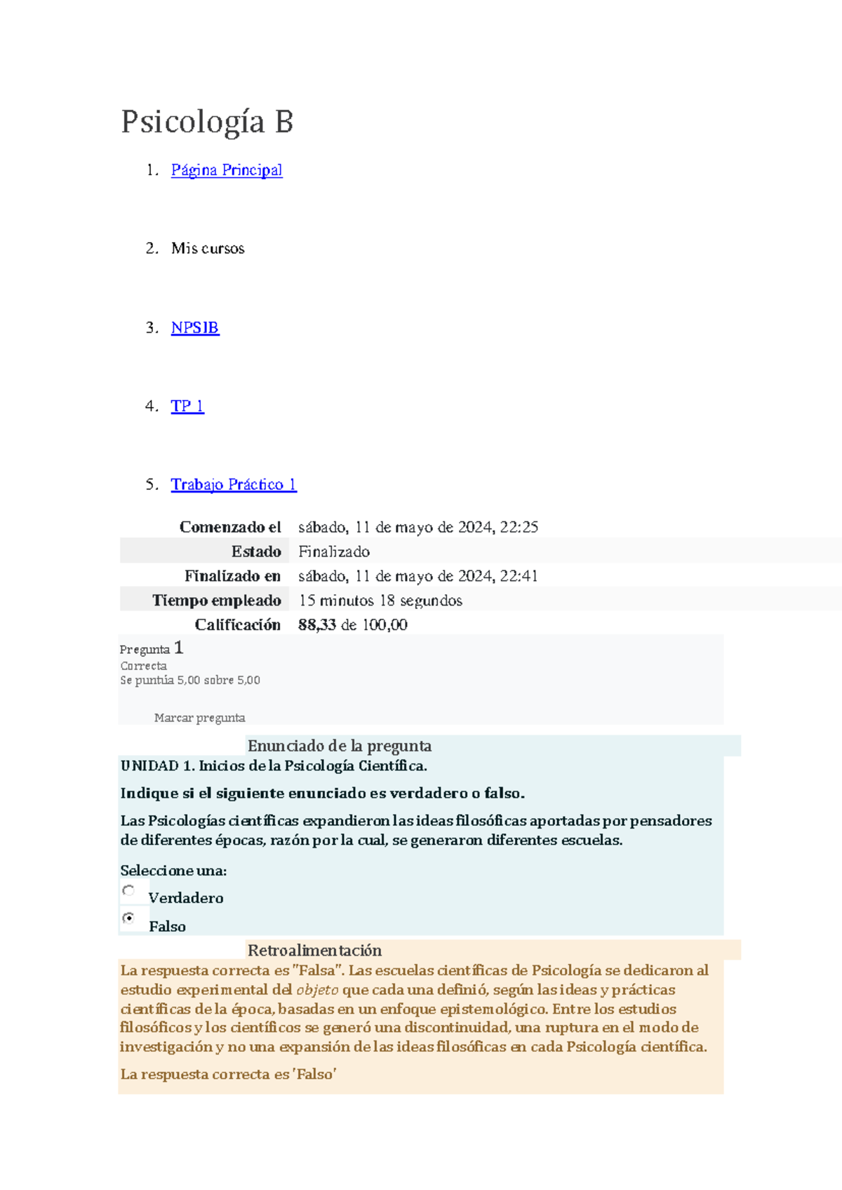 Psicología B Tp1 - Psicologia B - Psicología B 1. Página Principal 2 ...