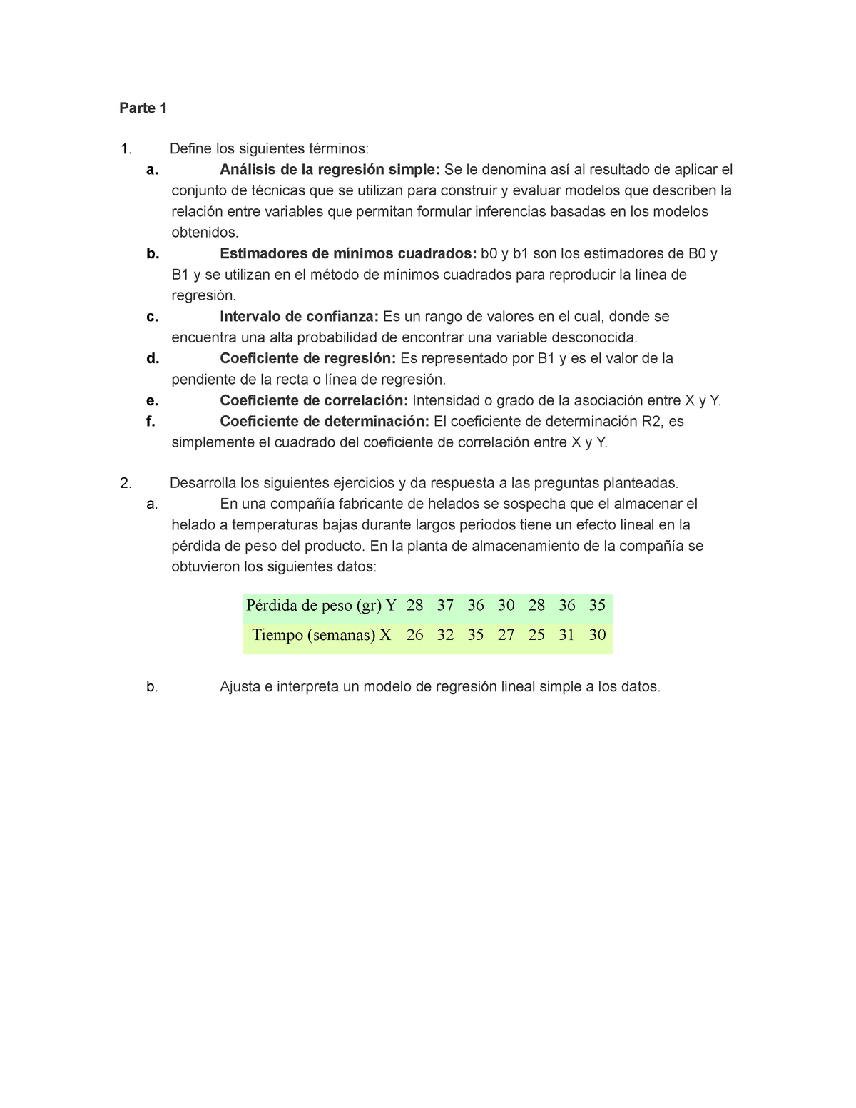 Estadistica Ej 2 Ejercicio2 Parte 1 Define Los Siguientes Términos A Análisis De La 7516