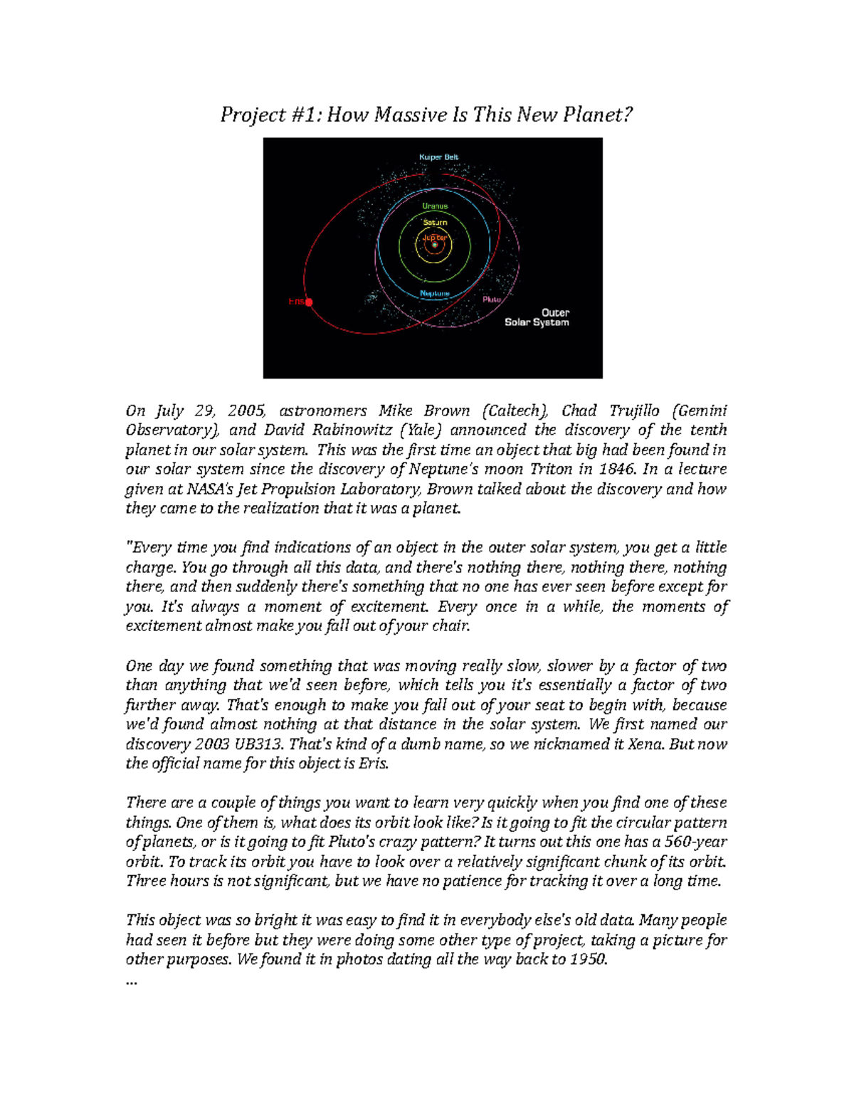 Project 1 Ast 1002 Discover The Universe Studocu