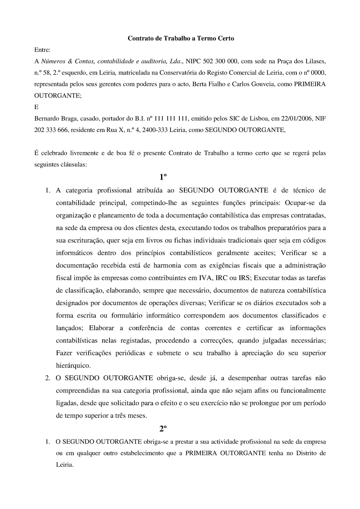 Contrato De Trabalho A Termo Exame Mensal Ii Contrato De Trabalho A Termo Certo Entre A 9452